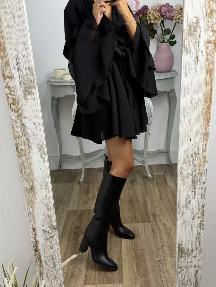Botas altas negras tacón ancho
