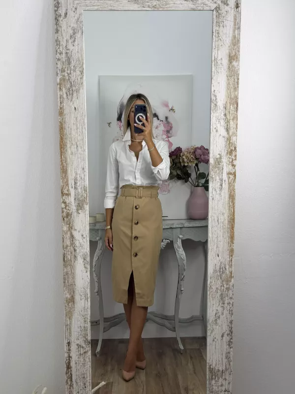 Falda ejecutive camel