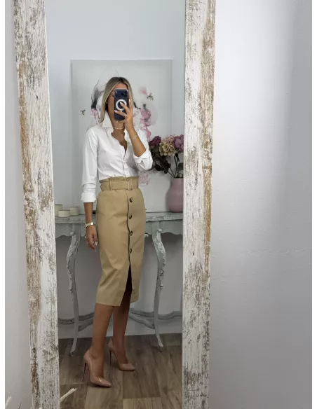 Falda ejecutive camel