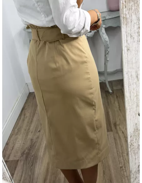 Falda ejecutive camel