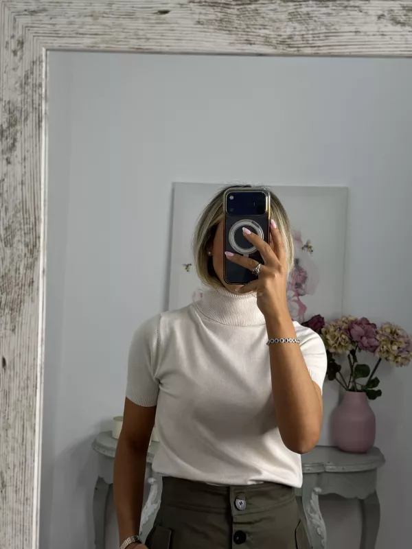 Jersey beige cuello alto manga corta