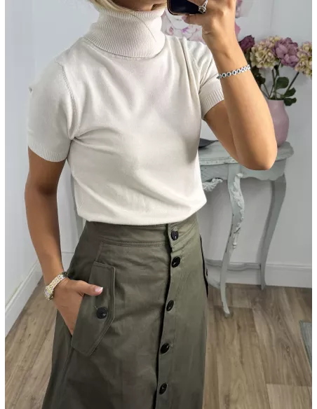 Jersey beige cuello alto manga corta