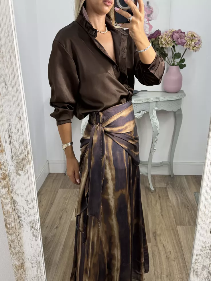Camisa Kamelia satinada choco