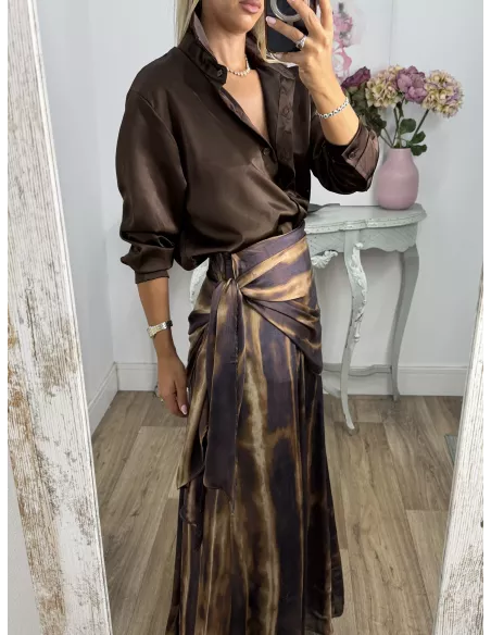 Camisa Kamelia satinada choco