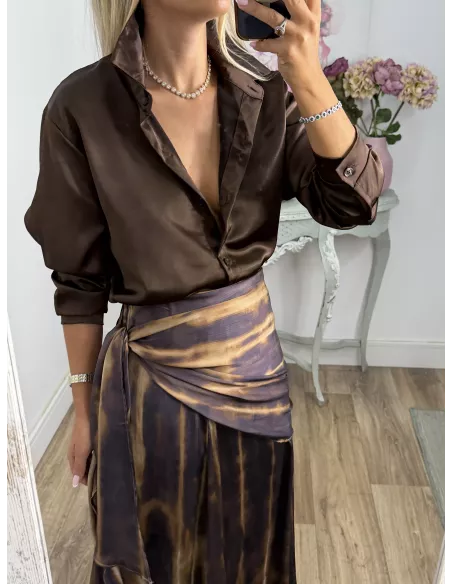 Camisa Kamelia satinada choco