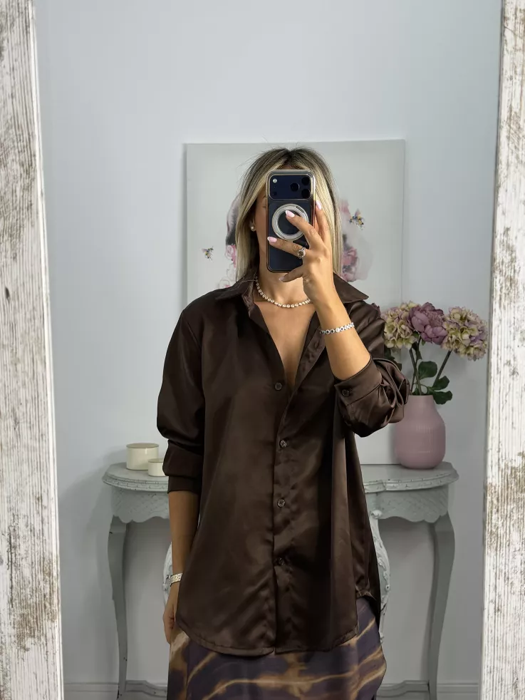 Camisa Kamelia satinada choco