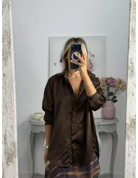 Camisa Kamelia satinada choco