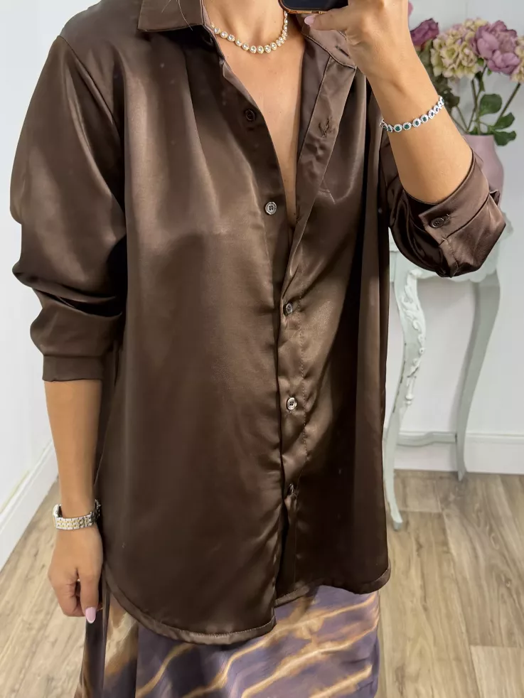 Camisa Kamelia satinada choco