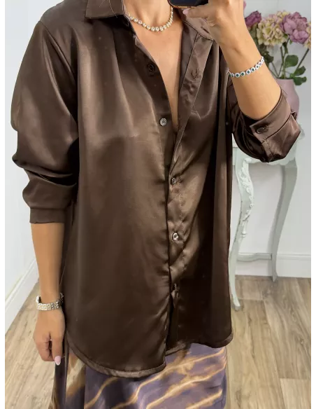 Camisa Kamelia satinada choco