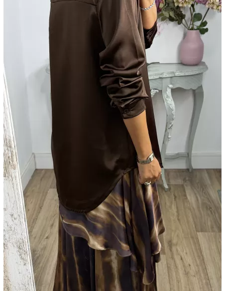 Camisa Kamelia satinada choco