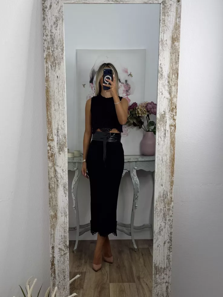 Conjunto Alicia top y falda negro