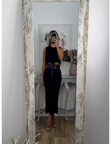 Conjunto Alicia top y falda negro