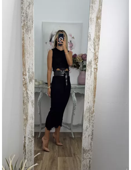 Conjunto Alicia top y falda negro