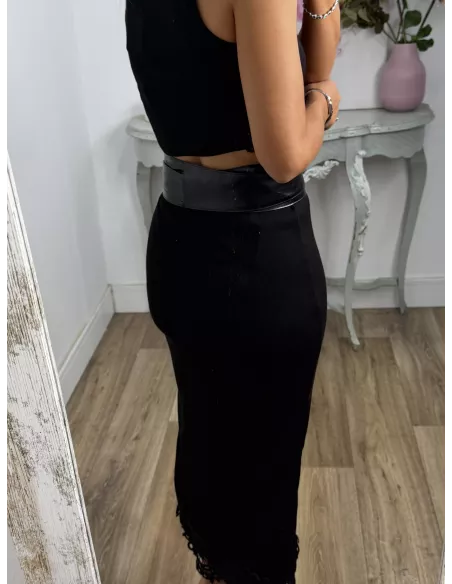 Conjunto Alicia top y falda negro