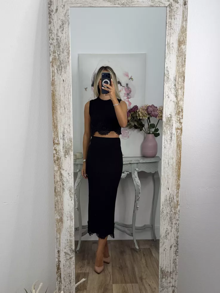 Conjunto Alicia top y falda negro