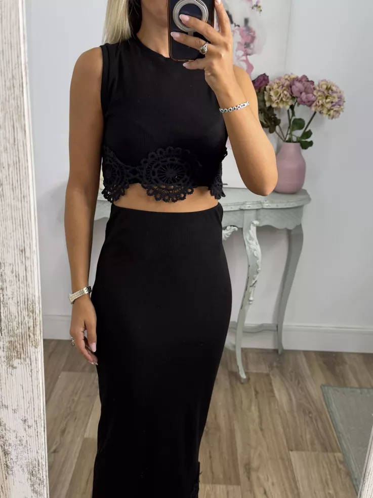 Conjunto Alicia top y falda negro