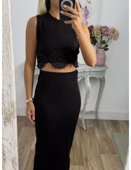 Conjunto Alicia top y falda negro
