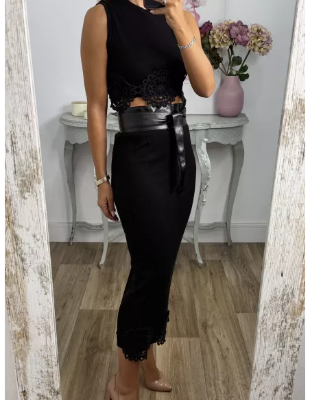 Conjunto Alicia top y falda negro