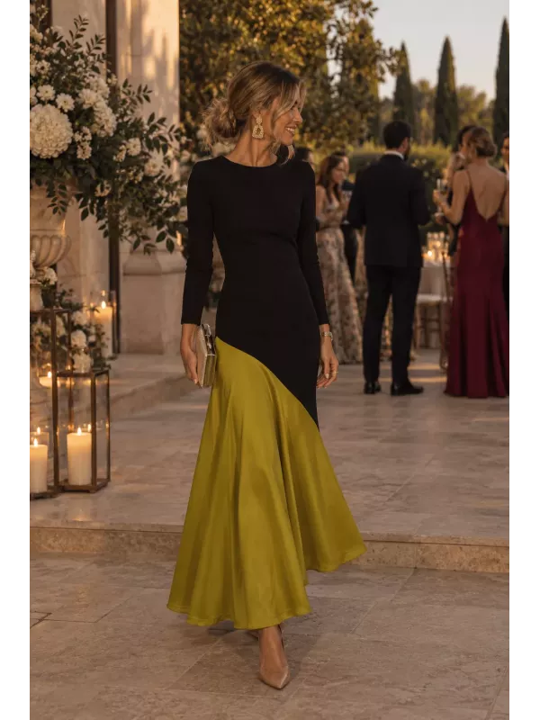 Vestido Jerez negro y lima