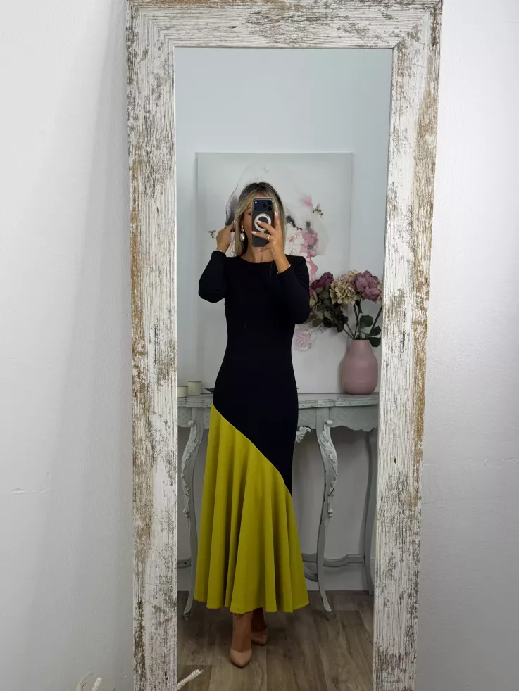 Vestido Jerez negro y lima