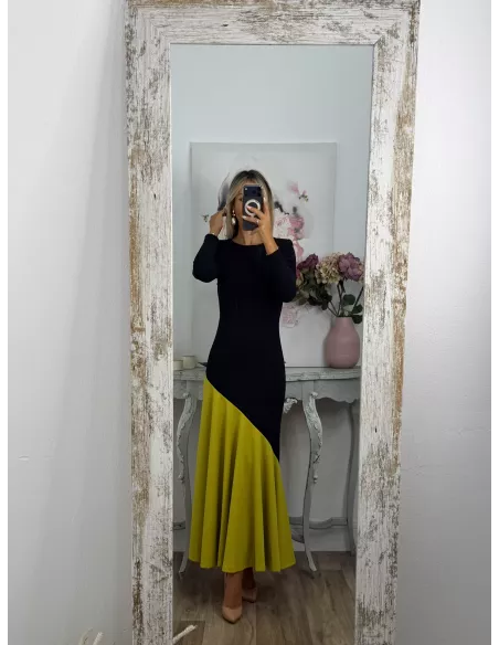 Vestido Jerez negro y lima