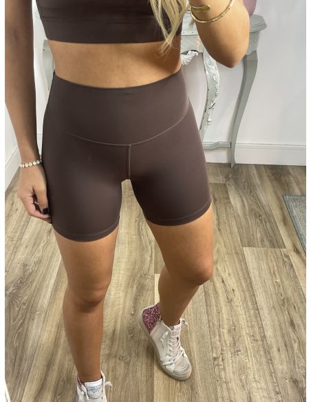 Leggins corto marrón tiro alto liso