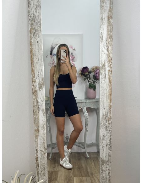 Leggins corto negro tiro alto liso