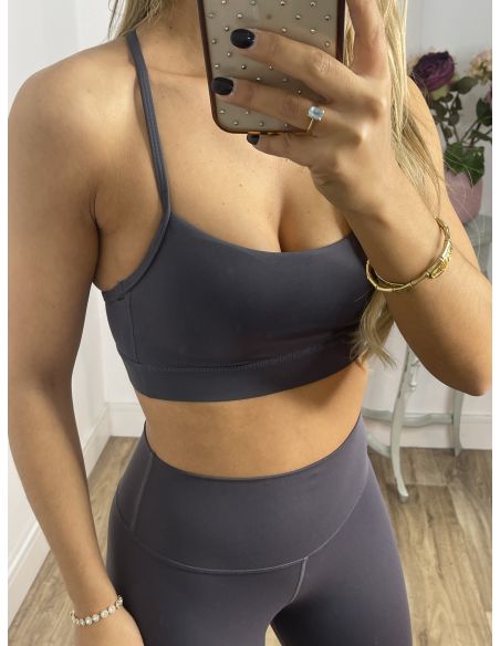 Top azul grisáceo deportivo corto