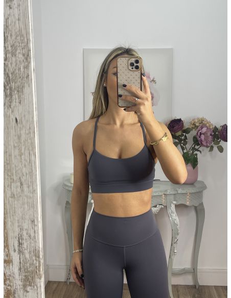 Top azul grisáceo deportivo corto