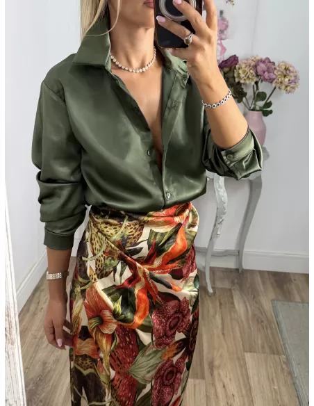 Camisa Kamelia satinada verde