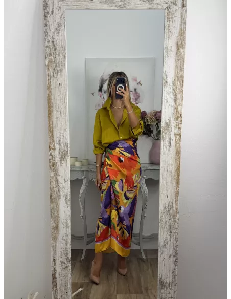 Falda pareo satinada estampado colores
