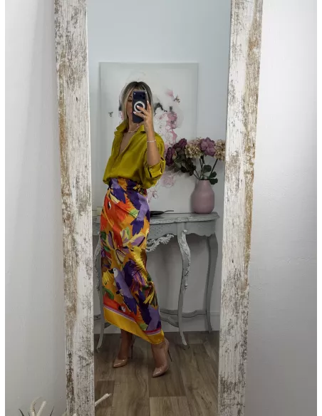 Falda pareo satinada estampado colores