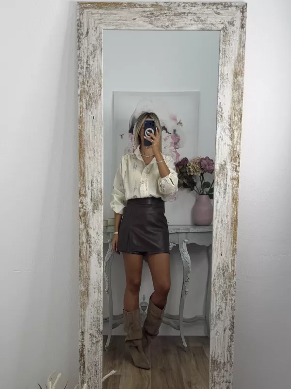 Falda pantalón polipiel choco