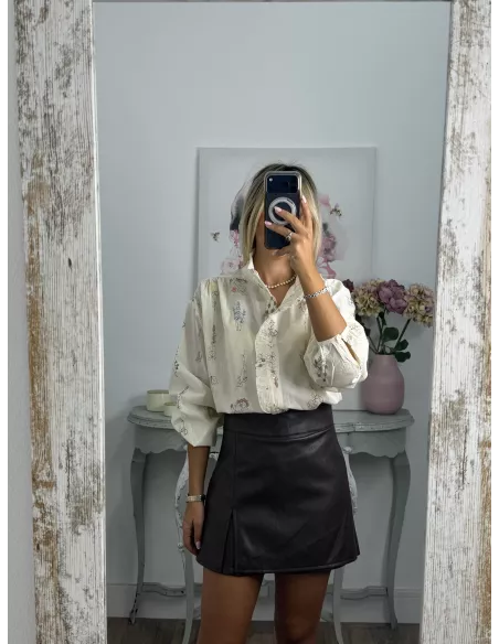 Falda pantalón polipiel choco