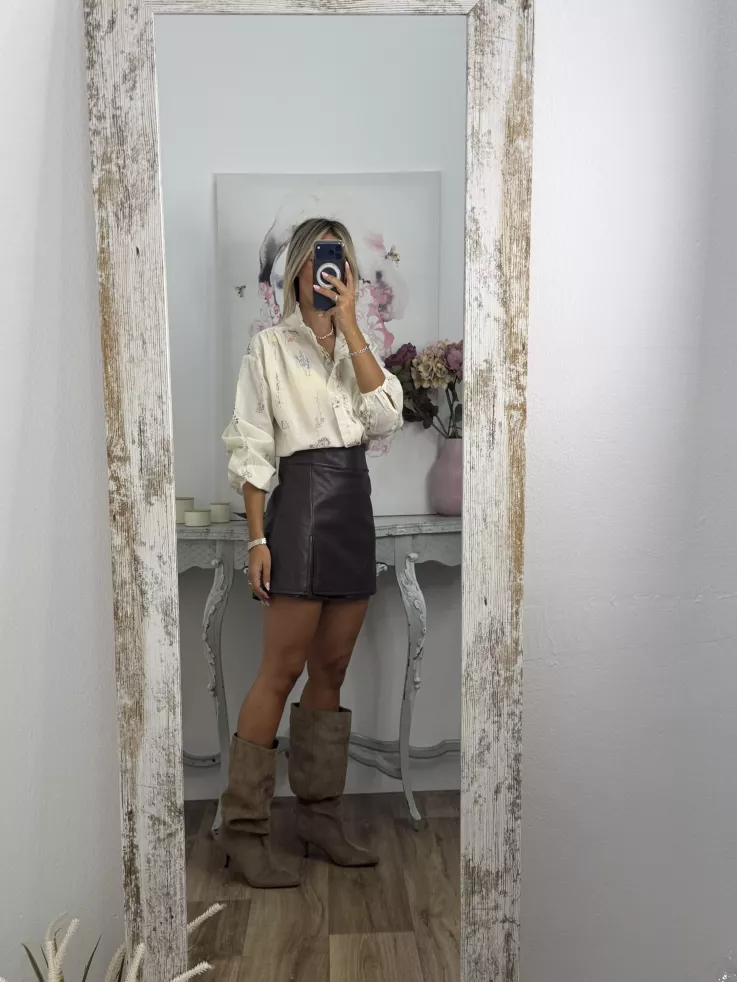 Falda pantalón polipiel choco