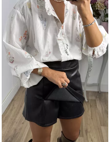 Falda pantalón polipiel negra