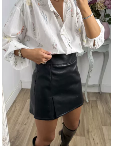 Falda pantalón polipiel negra