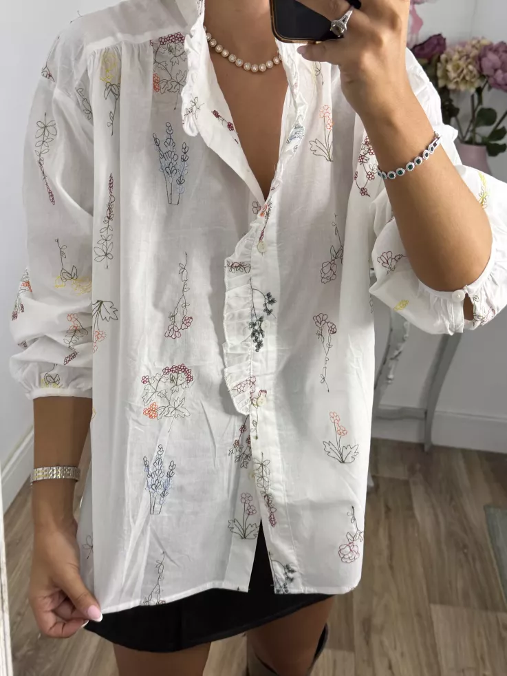 Camisa Aitana blanca bordada