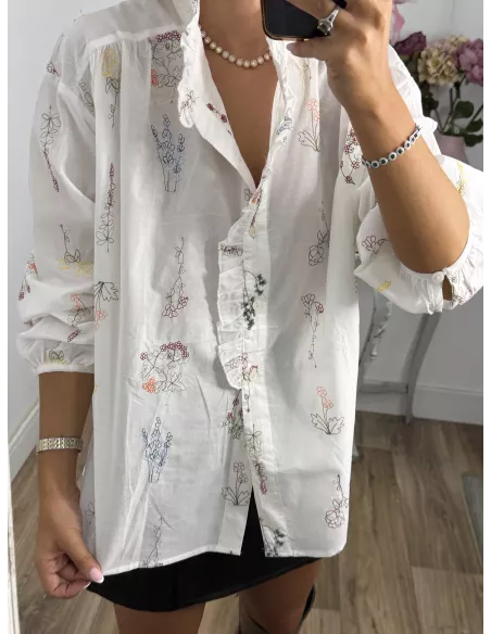 Camisa Aitana blanca bordada