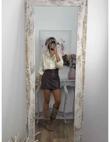 Camisa Aitana beige bordada