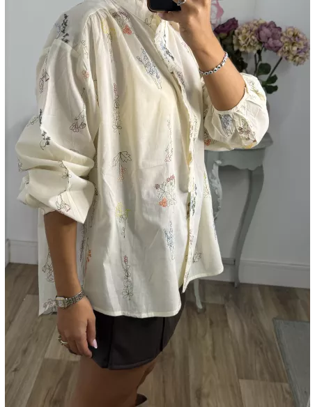 Camisa Aitana beige bordada