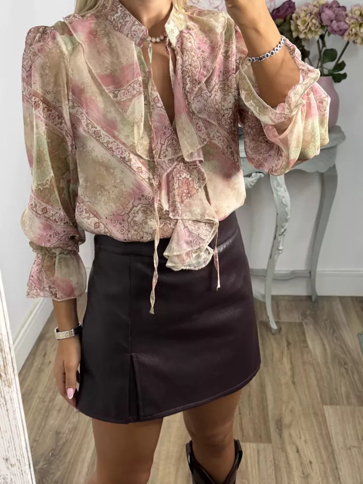 Camisa Lena estampada rosa