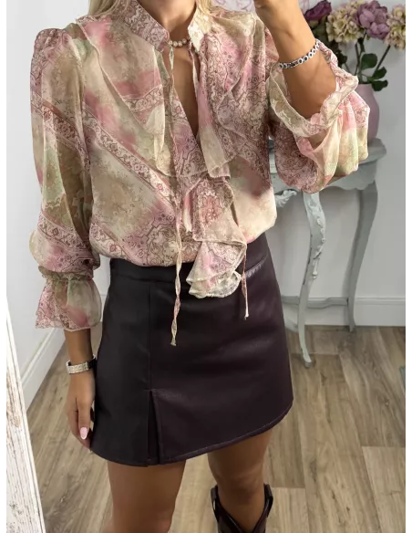 Camisa Lena estampada rosa