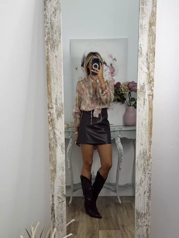 Camisa Lena estampada rosa