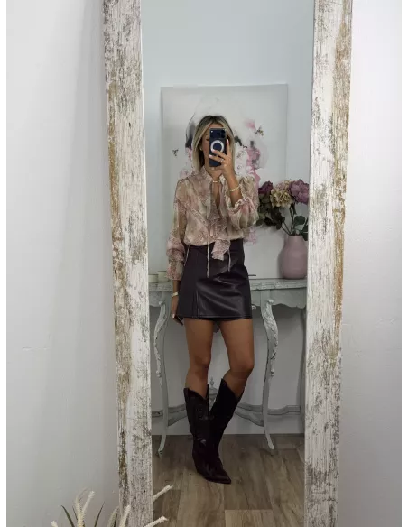 Camisa Lena estampada rosa