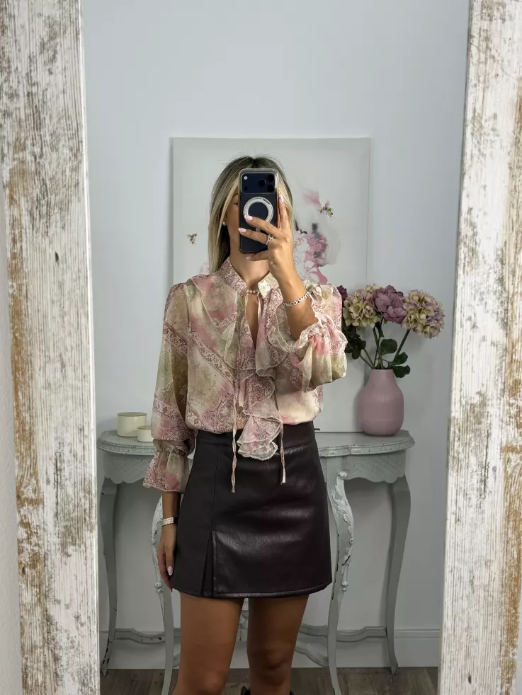 Camisa Lena estampada rosa