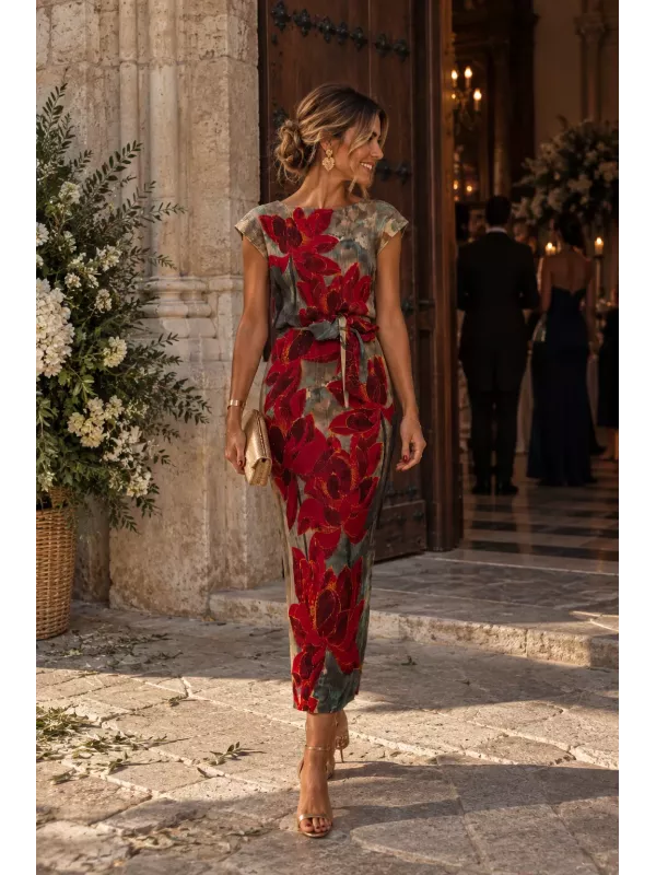 Vestido Catalina estampado rojo