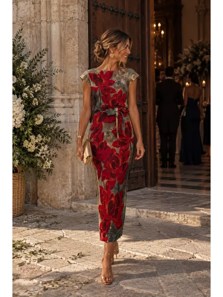 Vestido Catalina estampado rojo