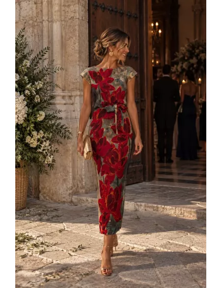 Vestido Catalina estampado rojo