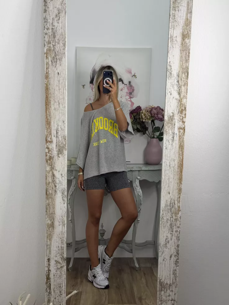 Jersey gris letras flúor amarillo